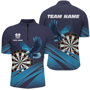 Personalized Darts Board Eagle Blue Darts Men Quarter-Zip Shirts Custom Darts Team Shirts TDM1518