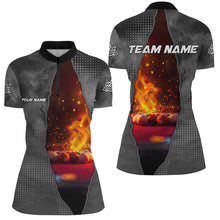 Load image into Gallery viewer, Custom Grey Billiard Balls Fire 3D Printed Women Polo &amp; Quarter-Zip Shirts, Billiard Apparel Clothing TDM1678