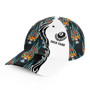 Flaming 8 Ball Billiard Pattern Hats Custom Adjustable Billiard Baseball Caps For Pool Player TDM1680