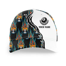 Load image into Gallery viewer, Flaming 8 Ball Billiard Pattern Hats Custom Adjustable Billiard Baseball Caps For Pool Player TDM1680