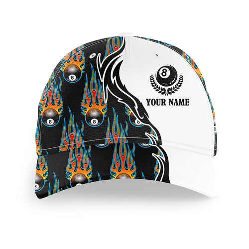 Flaming 8 Ball Billiard Pattern Hats Custom Adjustable Billiard Baseball Caps For Pool Player TDM1680