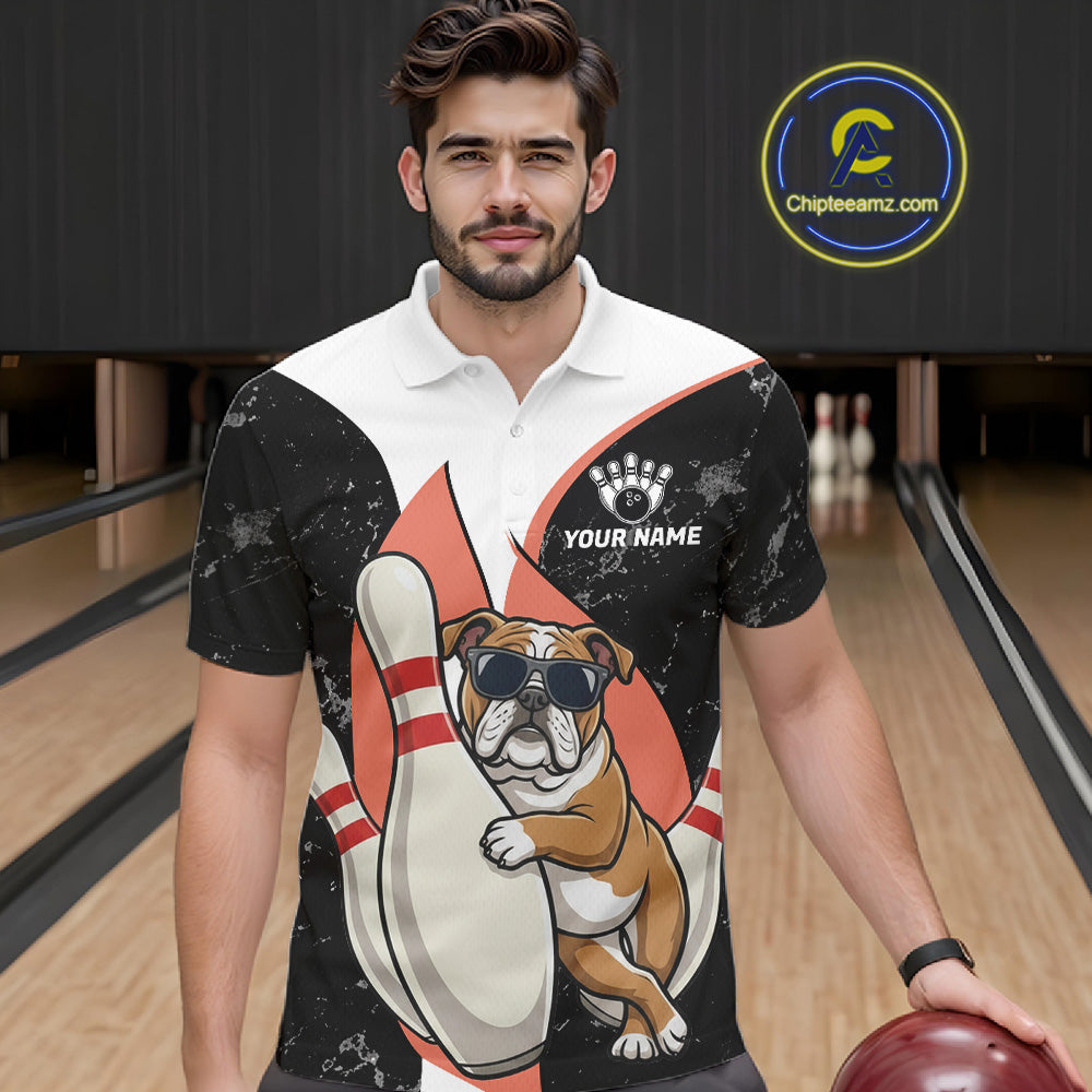 Personalized Funny Bulldog Bowling Shirts For Men Custom Bowling Team Jersey Polo & 1/4 Zip TDM6595