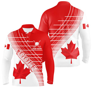 Red Canada Leaf Mens Golf Polo Shirts Custom White Patriotic Canadian Flag Golf Shirts For Men TDM1888