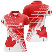 Load image into Gallery viewer, Red Canada Leaf Womens Golf Polo Shirts Custom White Patriotic Canadian Flag Golf Shirts For Ladies TDM1888