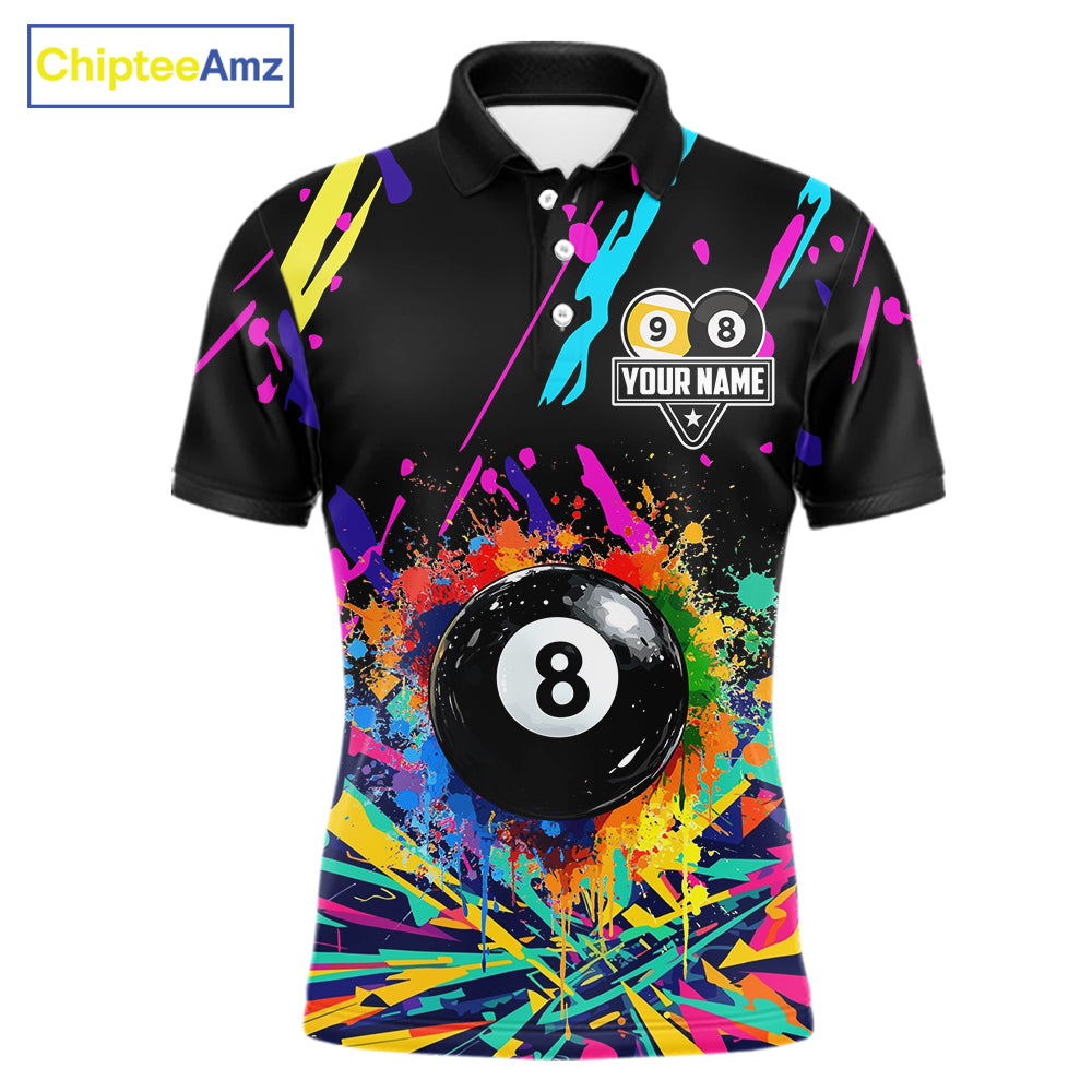 Colorful Billiard Jersey Funny 8 Ball & 9 Ball Pool Shirts For Men Custom Billiard Team Shirts TDM7328