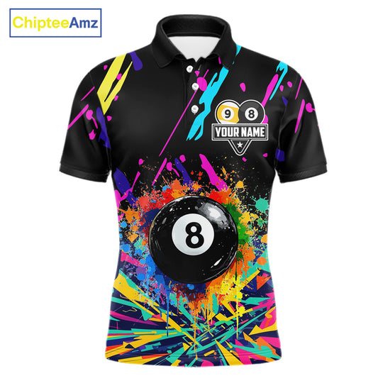 Colorful Billiard Jersey Funny 8 Ball & 9 Ball Pool Shirts For Men Custom Billiard Team Shirts TDM7328