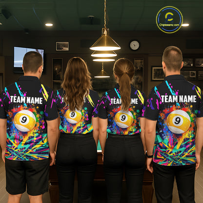 Colorful Billiard Jersey Funny 8 Ball & 9 Ball Pool Shirts For Men Custom Billiard Team Shirts TDM7328