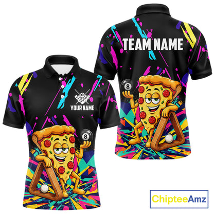 Colorful Billiard Jersey Funny Pizza 8 Ball Billiard Shirts For Men Custom Pool Team Shirts TDM7329
