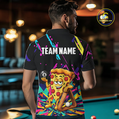 Colorful Billiard Jersey Funny Pizza 8 Ball Billiard Shirts For Men Custom Pool Team Shirts TDM7329
