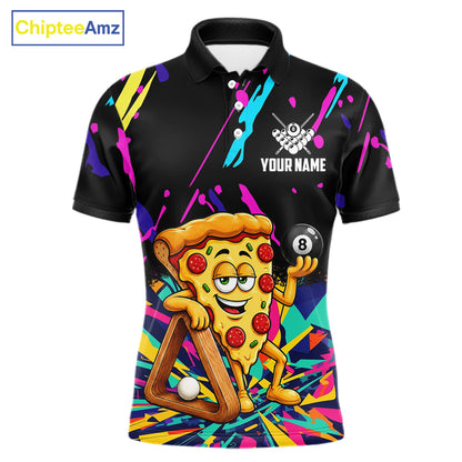 Colorful Billiard Jersey Funny Pizza 8 Ball Billiard Shirts For Men Custom Pool Team Shirts TDM7329