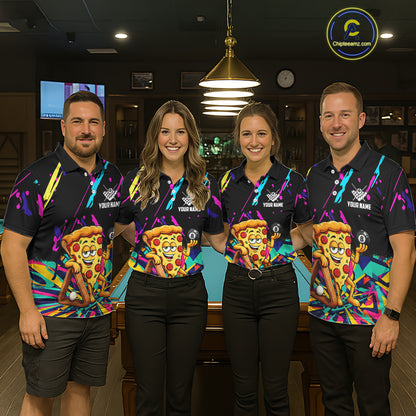 Colorful Billiard Jersey Funny Pizza 8 Ball Billiard Shirts For Men Custom Pool Team Shirts TDM7329