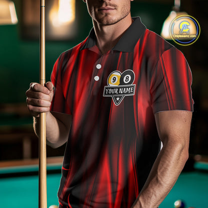 Personalized Red 8 Ball & 9 Ball Yinyang Dragon Billiard Shirts For Men Custom Pool Team Jersey TDM7331