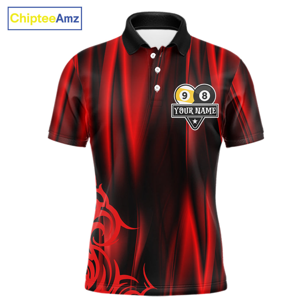 Personalized Red 8 Ball & 9 Ball Yinyang Dragon Billiard Shirts For Men Custom Pool Team Jersey TDM7331