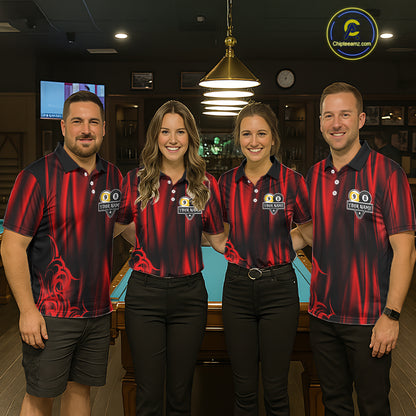 Personalized Red 8 Ball & 9 Ball Yinyang Dragon Billiard Shirts For Women Custom Pool Team Jersey TDM7331