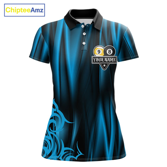 Personalized Blue 8 Ball & 9 Ball Yinyang Dragon Billiard Shirts For Women Custom Pool Team Jersey TDM7332