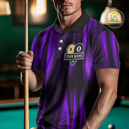 Personalized Purple 8 Ball 9 Ball Yinyang Dragon Billiard Shirts For Men Custom Pool Team Jersey TDM7333