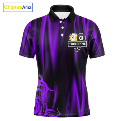 Personalized Purple 8 Ball 9 Ball Yinyang Dragon Billiard Shirts For Men Custom Pool Team Jersey TDM7333