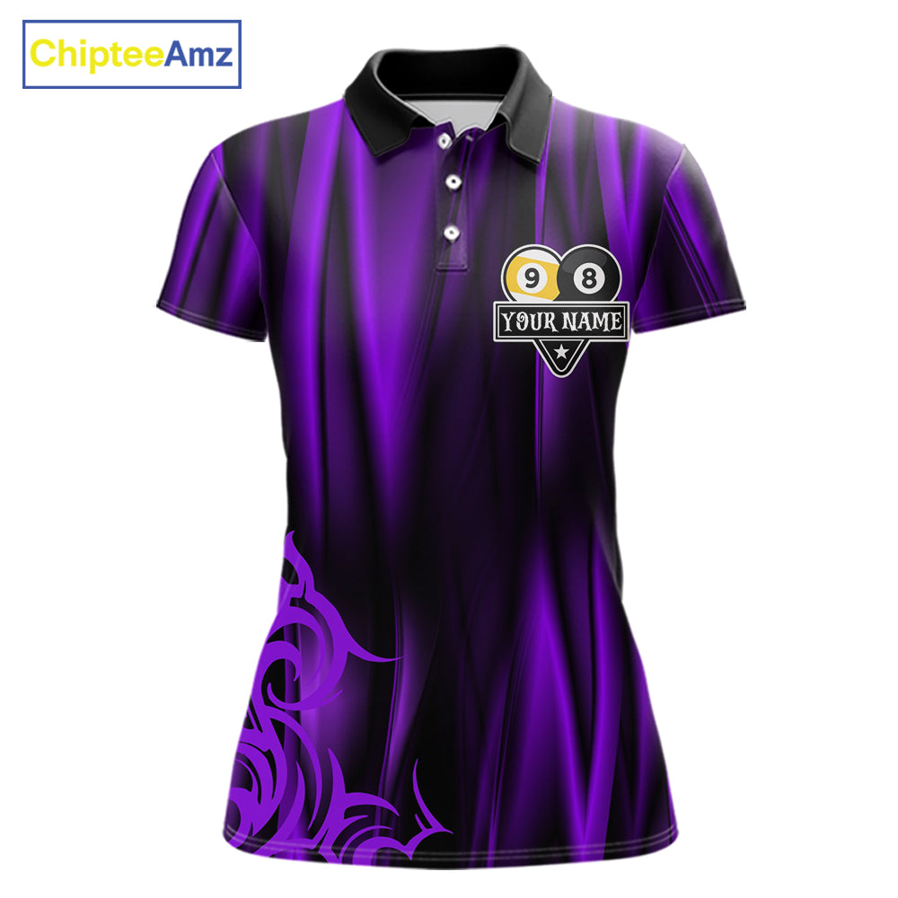 Personalized Purple 8 Ball 9 Ball Yinyang Dragon Billiard Shirts For Women Custom Pool Team Jersey TDM7333