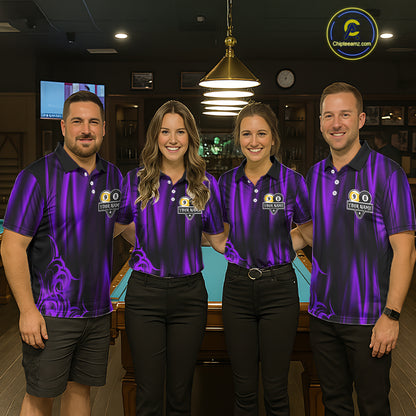 Personalized Purple 8 Ball 9 Ball Yinyang Dragon Billiard Shirts For Men Custom Pool Team Jersey TDM7333