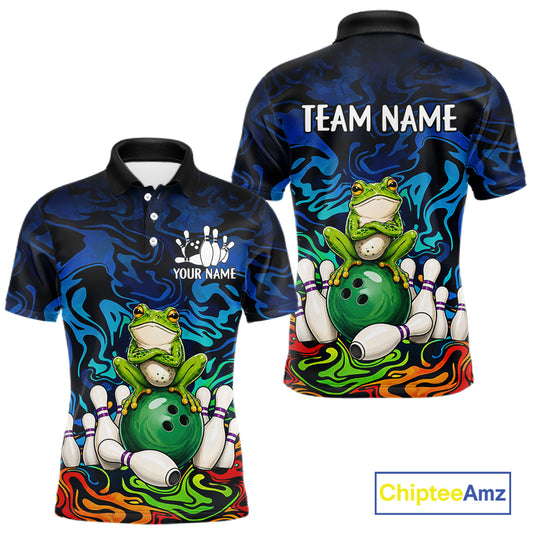 Colorful Funny Frog Bowling Shirts For Men Custom Bowling Team Jersey, Gift For Bowlers TDM7660