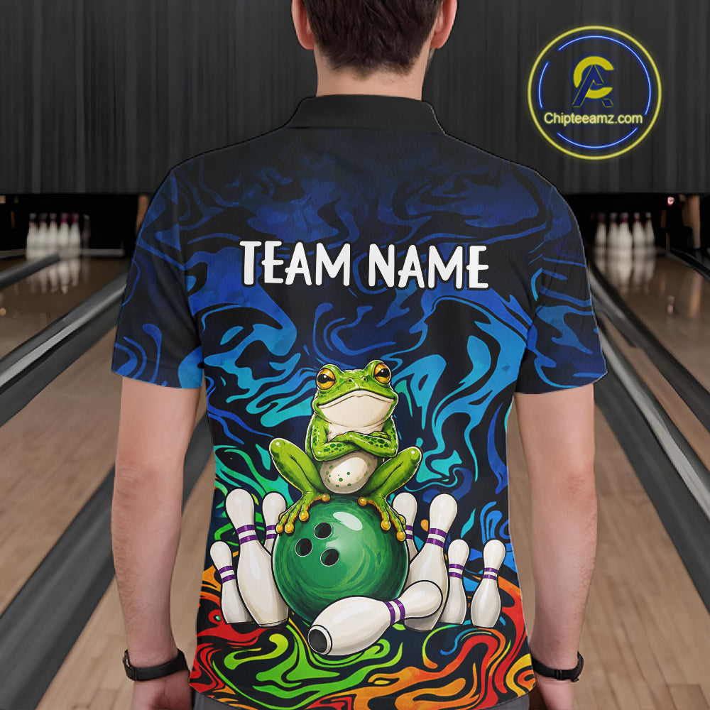 Colorful Funny Frog Bowling Shirts For Men Custom Bowling Team Jersey, Gift For Bowlers TDM7660