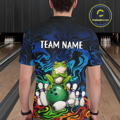 Colorful Funny Frog Bowling Shirts For Men Custom Bowling Team Jersey, Gift For Bowlers TDM7660