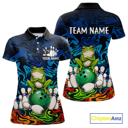 Colorful Funny Frog Bowling Shirts For Women Custom Bowling Team Jersey, Gift For Bowlers TDM7660