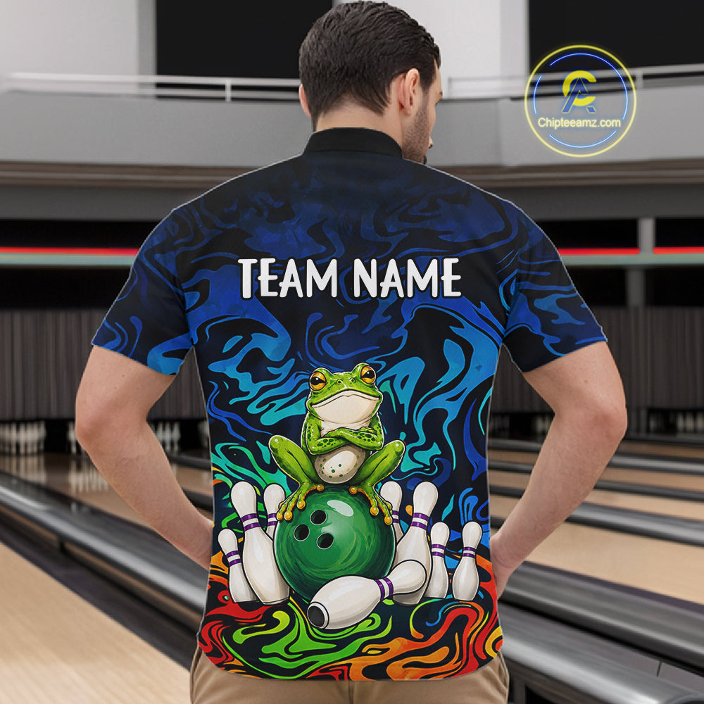 Colorful Funny Frog Bowling Shirts For Men Custom Bowling Team Jersey, Gift For Bowlers TDM7660