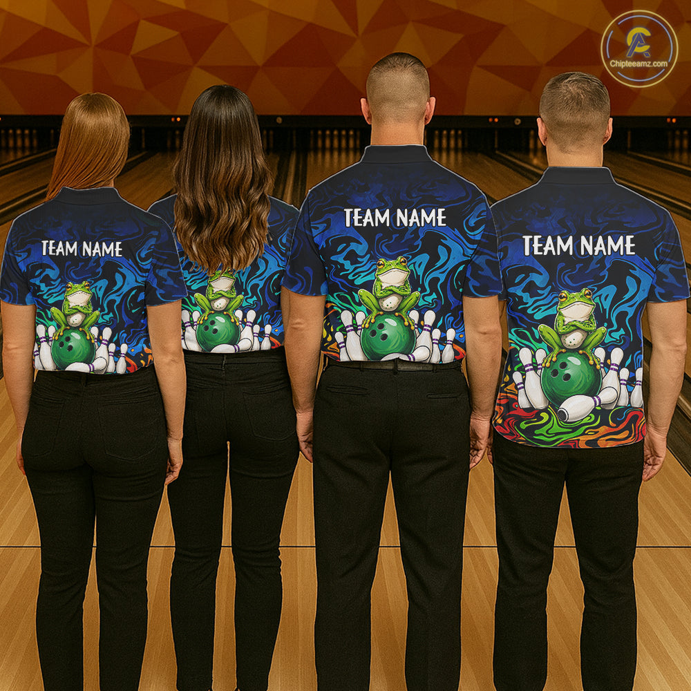 Colorful Funny Frog Bowling Shirts For Men Custom Bowling Team Jersey, Gift For Bowlers TDM7660