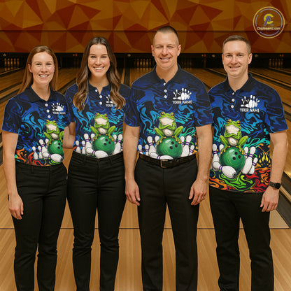 Colorful Funny Frog Bowling Shirts For Men Custom Bowling Team Jersey, Gift For Bowlers TDM7660