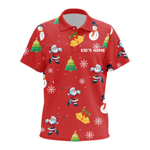 Funny Santa Red Christmas Pattern Kid Golf Polo Shirt Custom Golf Tops For Women Best Golfing Gifts TDM3068