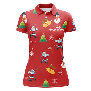 Funny Santa Red Christmas Pattern Women Golf Polo Shirt Custom Golf Tops For Women Best Golfing Gifts TDM3068