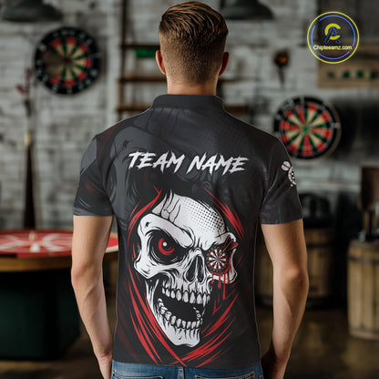 Personalized Funny Skull Darts Shirts For Men Custom Darts Jersey Team Polo & Quarter Zip | Red TDM5295