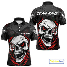 Load image into Gallery viewer, Personalized Funny Skull Darts Shirts For Men Custom Darts Jersey Team Polo &amp; Quarter Zip | Red TDM5295