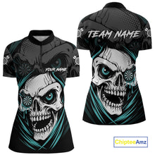 Load image into Gallery viewer, Personalized Funny Skull Darts Shirts For Women Custom Darts Jersey Team Polo &amp; 1/4 Zip| Turquoise TDM5297