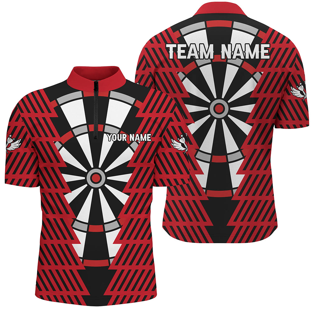 Striking Black And Red Dartboard Pattern Custom Dart Shirts For Men Best Darts Team Jerseys TDM3312