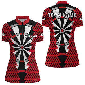 Striking Black And Red Dartboard Pattern Custom Dart Shirts For Women Best Darts Team Jerseys TDM3312