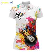 Load image into Gallery viewer, Colorful 8 Ball Crown Aim Shoot Swear Repeat Billiard Shirt For Women Custom Pool Team Jersey|White TDM5795