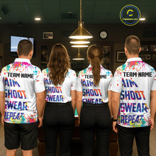 Load image into Gallery viewer, Colorful 8 Ball Crown Aim Shoot Swear Repeat Billiard Shirt For Women Custom Pool Team Jersey|White TDM5795