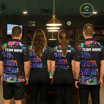 Colorful 8 Ball Crown Aim Shoot Swear Repeat Billiard Shirt For Women Custom Pool Team Jersey|Black TDM5796