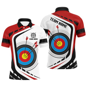 Personalized Archery Target White Red Jersey Men Polo Shirts Custom Archery Outfit For Archer TDM1319