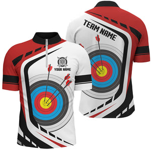 Personalized Archery Target White Red Jersey Men Quarter-Zip Shirts Custom Archery Outfit TDM1319