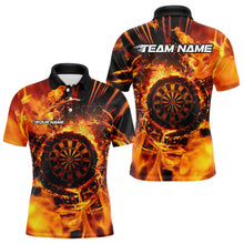 Load image into Gallery viewer, Personalized Orange Swirling Fire Flame Dart Shirts With Pocket For Men Custom Darts Team Jersey TDM3790