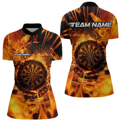 Orange Swirling Flame Dart Shirt For Women Custom Dart Jersey Pocket Option TDM3790