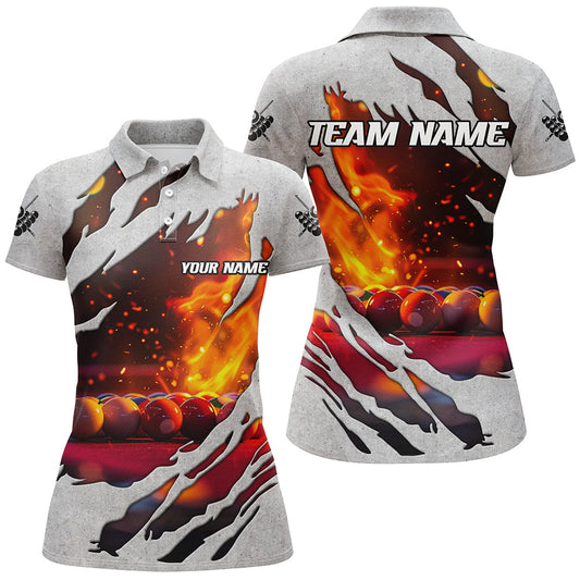 Personalized Billiard Balls Fire Flame 3D Printed Women Billiard Shirts, Billiard Apparel Clothing TDM1898