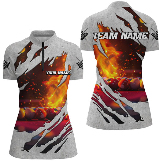 Personalized Billiard Balls Fire Flame 3D Printed Women Billiard Shirts, Billiard Apparel Clothing TDM1898