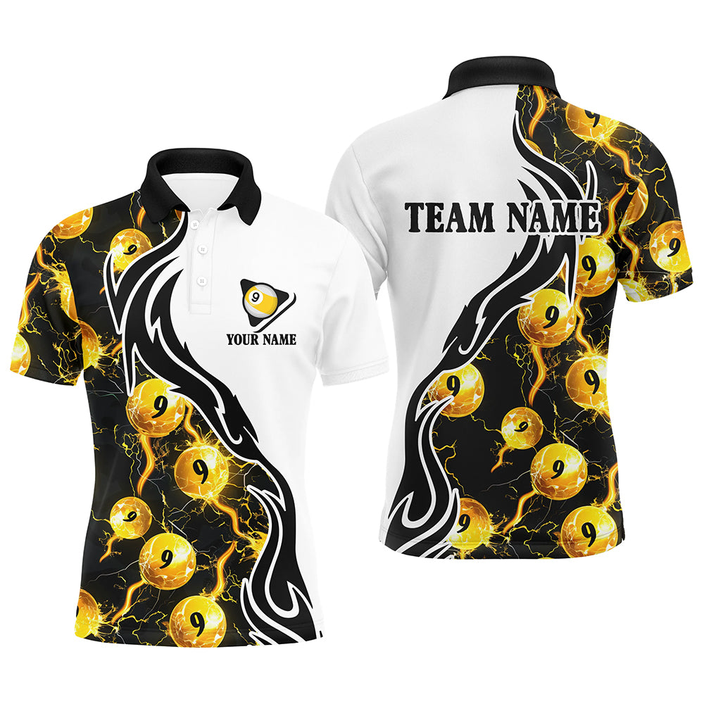 Yellow 9 Ball Pool Thunder Lighting Custom Billiard Shirts For Men Team League Billiard Jerseys TDM1902