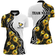 Load image into Gallery viewer, Yellow 9 Ball Pool Thunder Lighting Custom Billiard Shirts For Women Team League Billiard Jerseys TDM1902