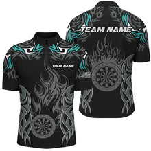 Load image into Gallery viewer, Personalized Darts Tournament Jerseys For Men Custom Dartboard Fire Flame Darts Shirts |Turquoise TDM2102