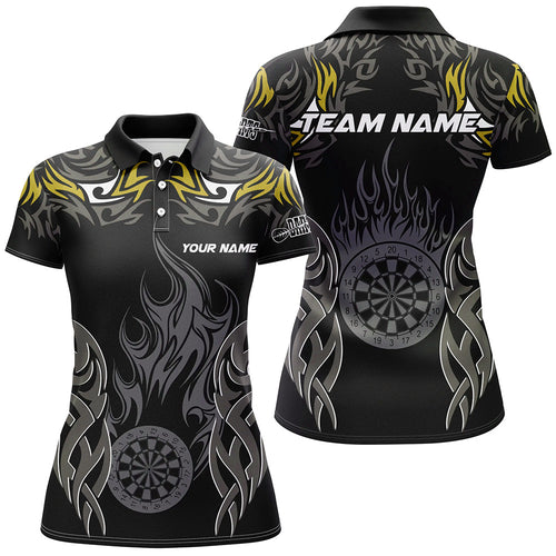 Personalized Darts Tournament Jersey For Women Custom Dartboard Fire Flame Darts Team Shirts | Yellow TDM2332